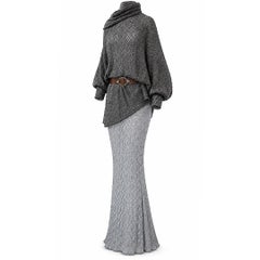 Christian Dior John Galliano Vintage Gray Maxi Dress  Fall/Winter 1998 Size S
