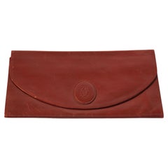 Vintage Leather Clutch Bag "Les Must de Cartier" Burgundy Bordeaux