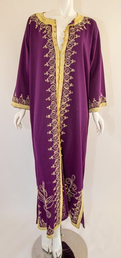 Moroccan Purple Vintage Caftan Maxi Dress Vintage Kaftan 1970 Size M to L