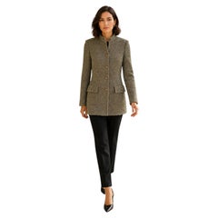 St. John Grey Ribbon Eyelash Tweed Longline Jacket, US Size 4
