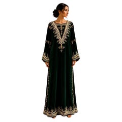 Vintage-Kaftan im marokkanischen Bindalli-Stil aus smaragdgrünem Samt, 1970er Jahre