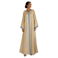 1970 Metallic Gold and Silver Brocade Maxi Dress Caftan Gown Kaftan