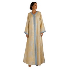 1970 Metallic Gold and Silver Brocade Maxi Dress Caftan Gown Kaftan