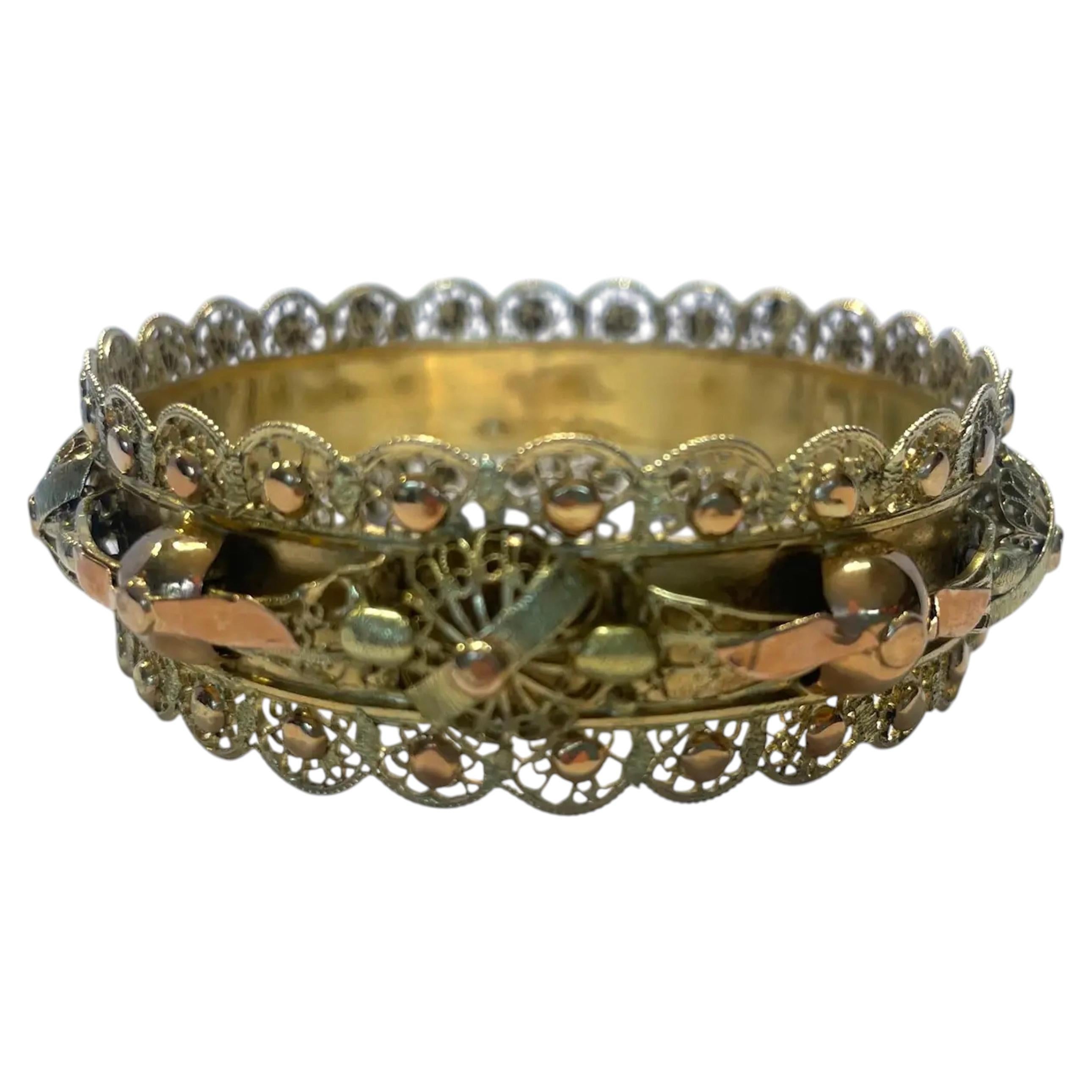Antique French Oriental Bangle Bracelet 18 Karat 1930s