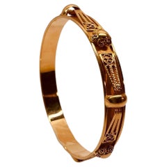 Victorian 18 Karat Gold French Oriental Bangle Bracelet
