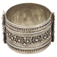 Vintage Moroccan Berber Silver Cuff Bracelet, Unisex, 20th Century