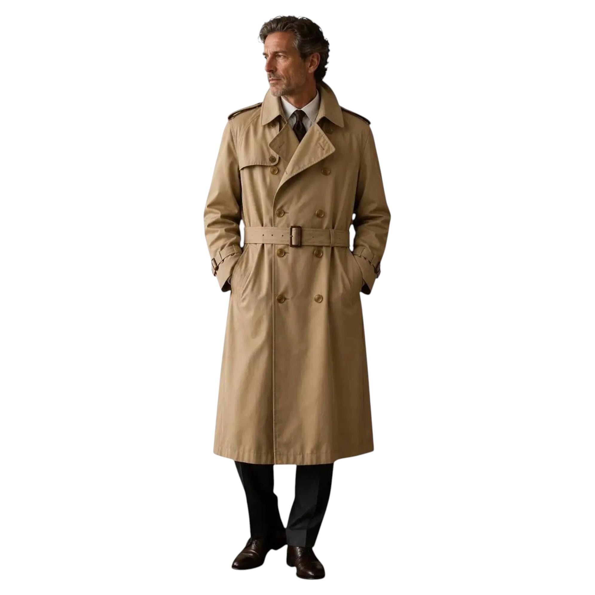Trench-coat vintage BURBERRY'S de Londres, couleur beige, à double boutonnage et ceinture, des années 1980, taille 48