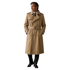1980s BURBERRY'S London Vintage Tan Belted Double-Breasted Trench Coat Size 48