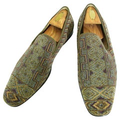 DONALD J PLINER - Mocassins en cuir perlés verts et violets, taille 13