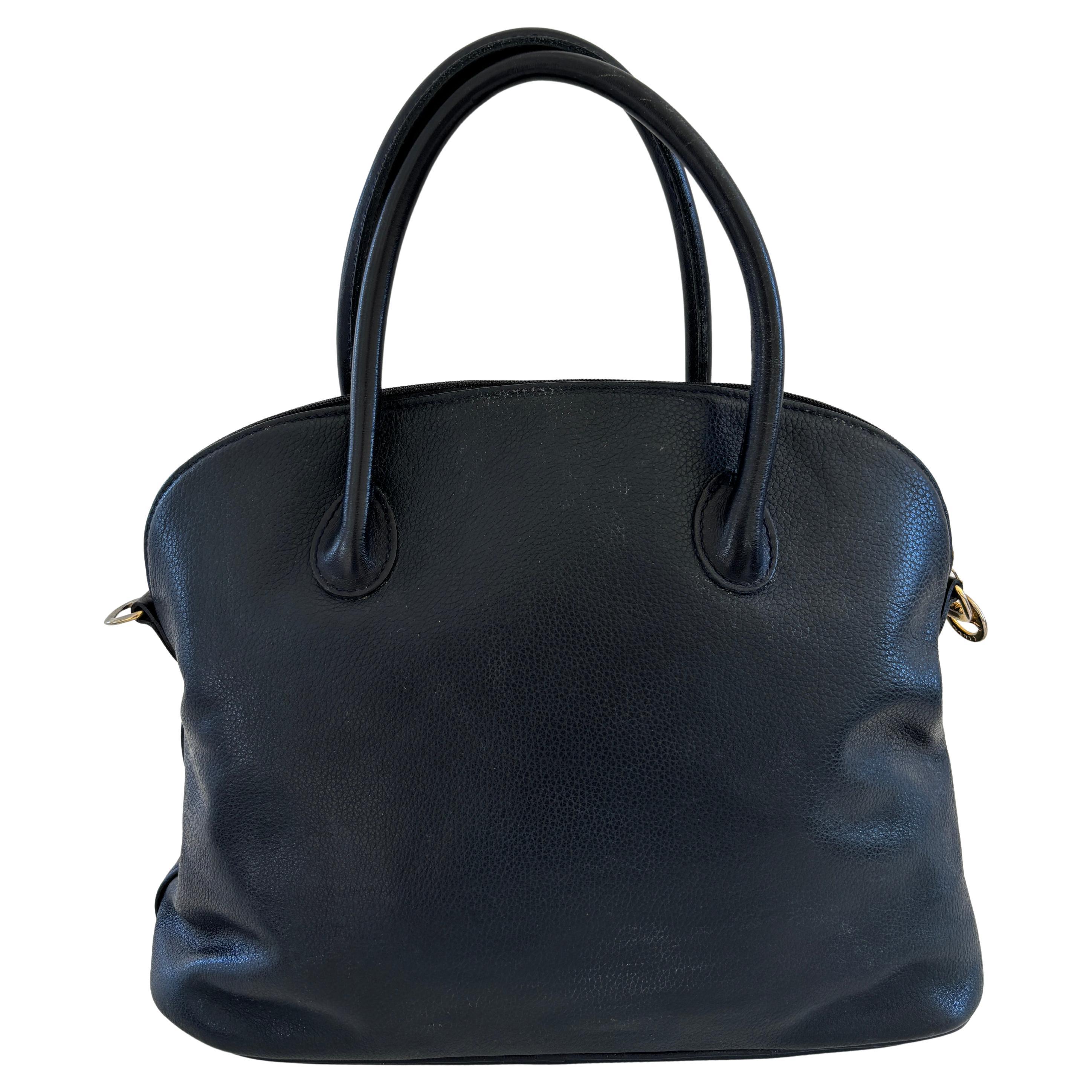 Gray Longchamp Leather Handbag Made in France