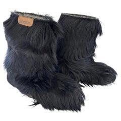 Vintage Oscar Sport Apollo Saba Black Goat-Fur “Yeti” Boots, Made in Italy