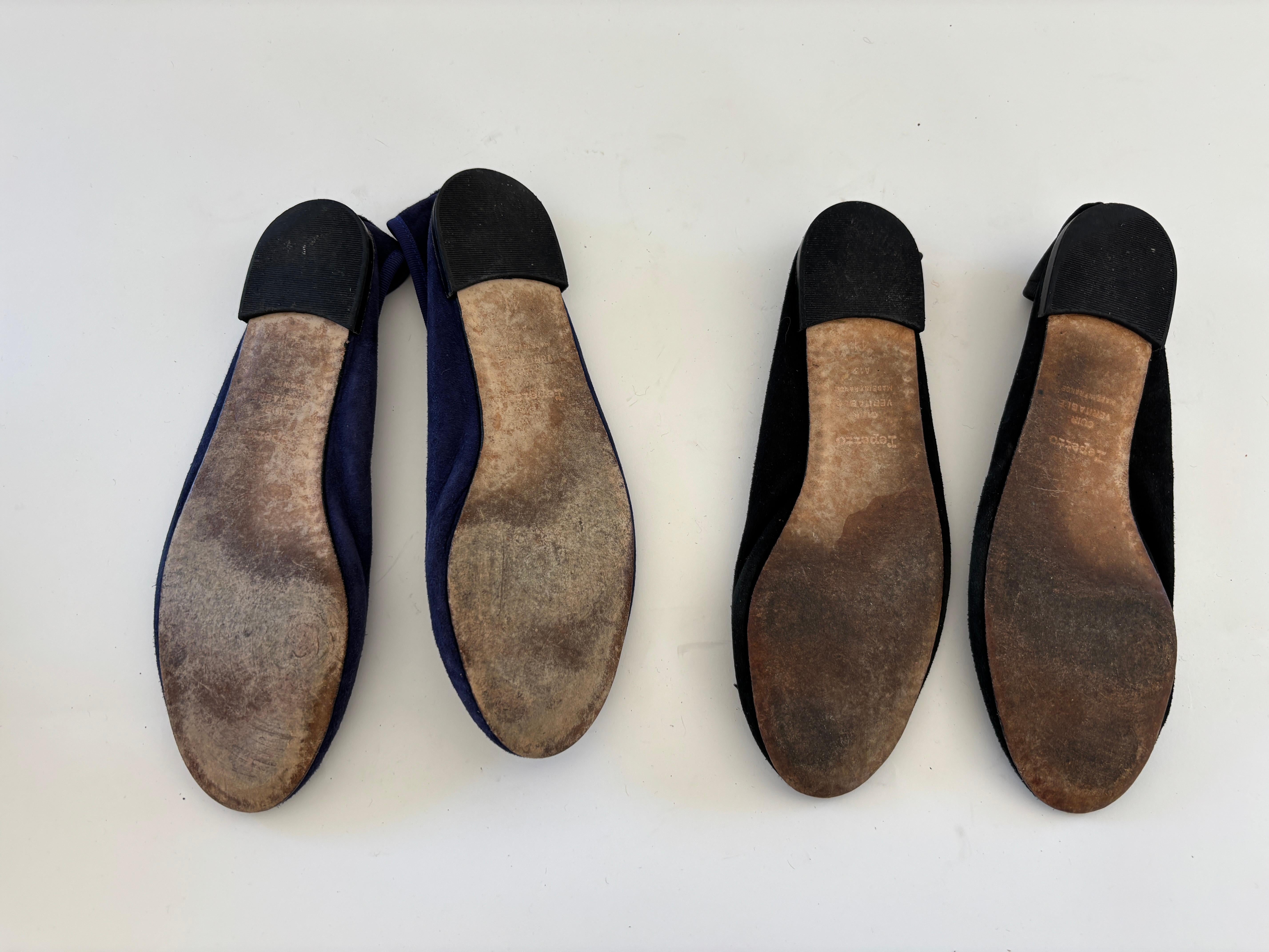 Repetto Ballerines en daim bleu marine et noir 2 paires en vente 2