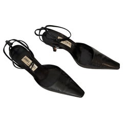 JIMMY CHOO London Ankle Strap Heels Schwarz Leder Slingback Pumps 36