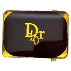Christian Dior Fibbia da cintura vintage in smalto nero e tonalità oro Circa 1980