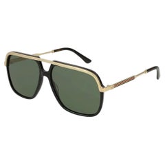 Gucci GG0200S Black and Gold Navigator Sunglass Frames, Japan