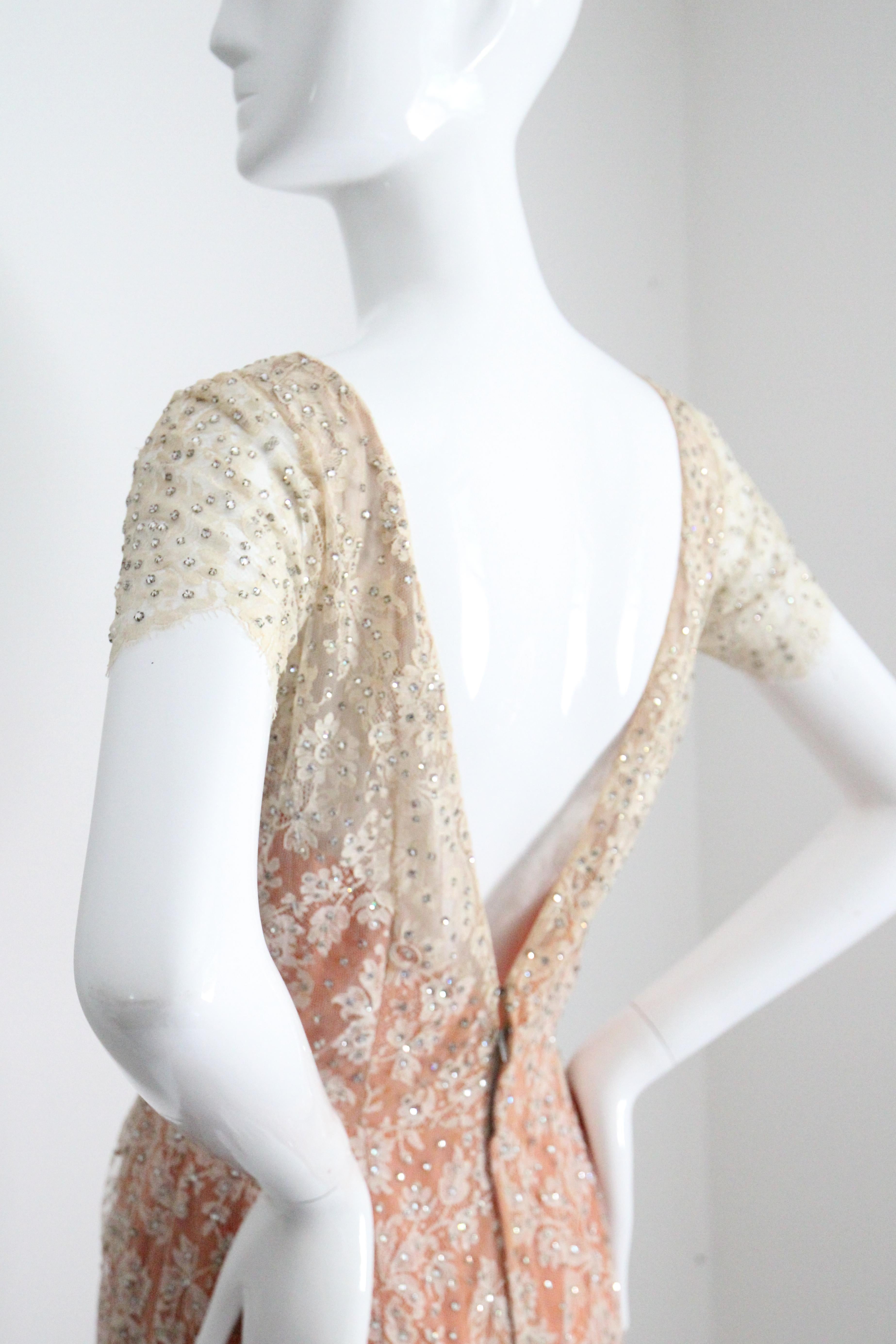 Vintage 1950er Howard Greer Kleid mit Spitze und Strassverzierung, UK 8 US 4 im Angebot 8