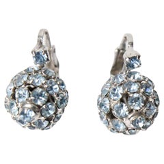 Orecchini a clip Kramer of New York, vintage, anni '50, blu ghiaccio con strass