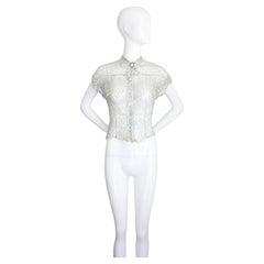 Vintage 1930's Sequin Blouse 1930's ice blue iridescent sequin top UK 8-10