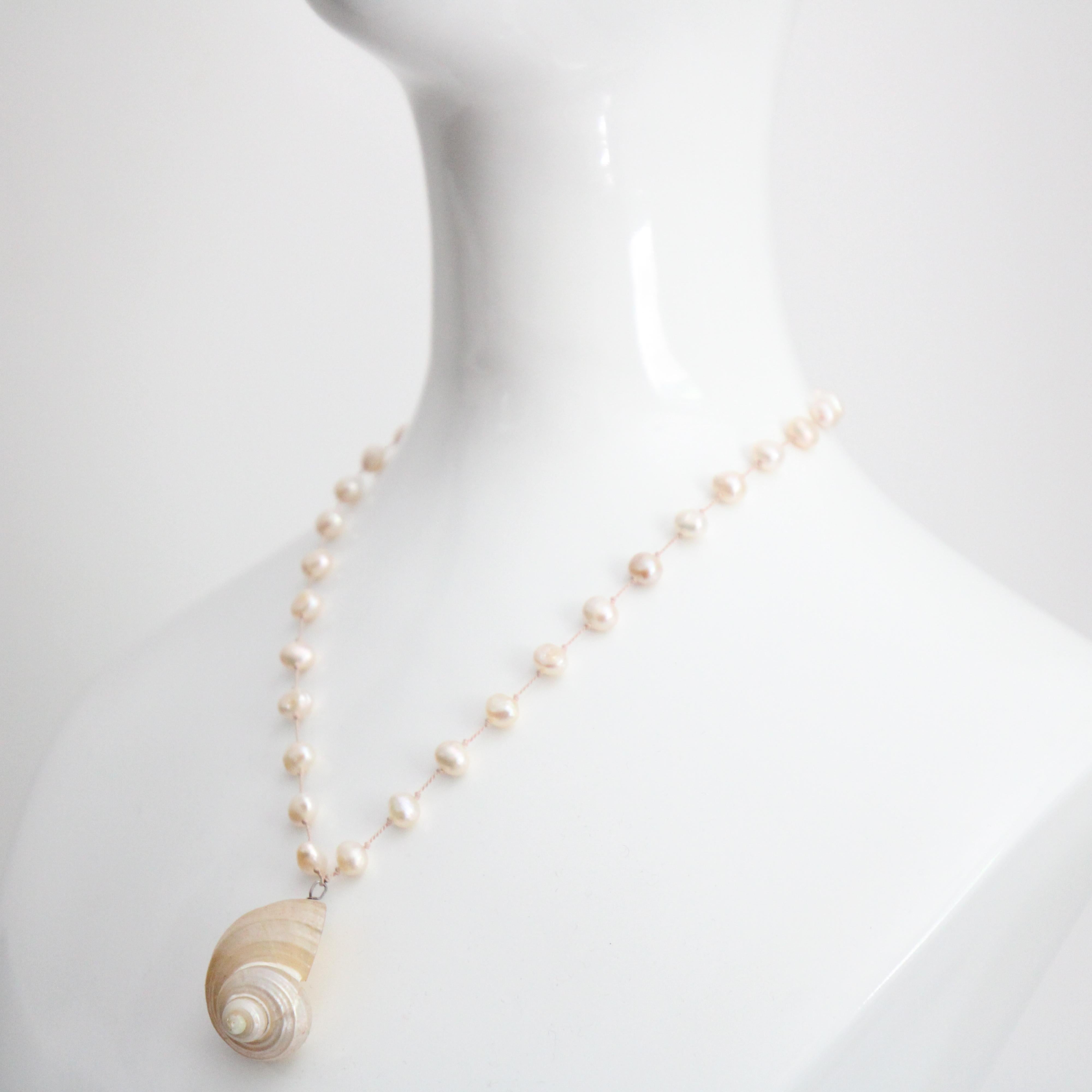 da uomo o donna Collana di perle vintage Collana di conchiglie filo di perle madreperla conchiglia in vendita