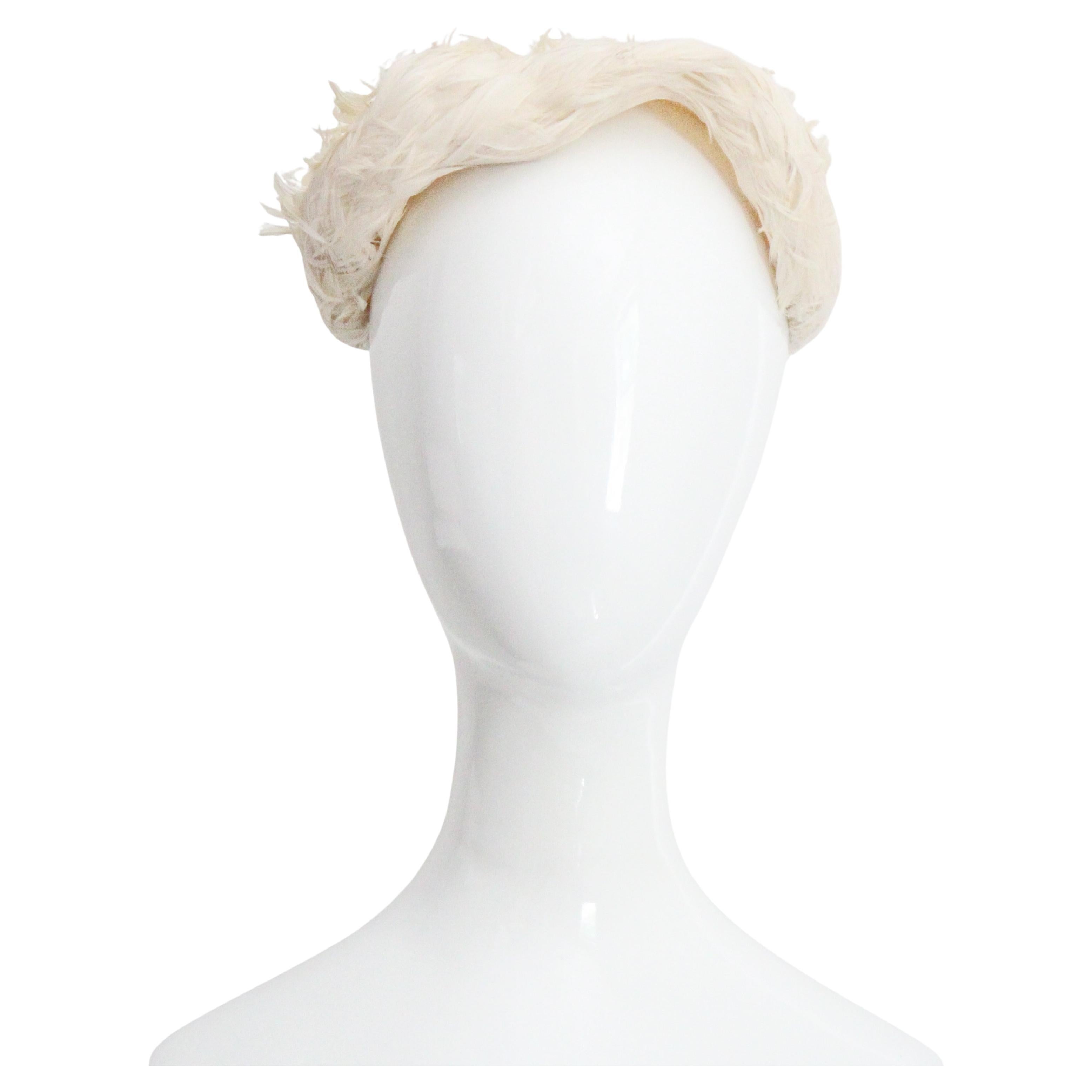 Vintage 1930 Avorio Cappello di piume 1930 Cappello da cocktail di piume bianche Cigno di piume bianche