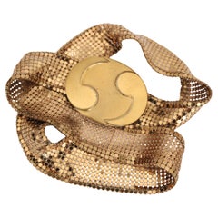 Vintage 1960's Whiting & Davis Gold Mesh Yin Yang buckle belt UK 8 US 4