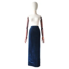 Vintage 1960 Maxi gonna di velluto blu Gonna di velluto blu di Prussia UK 8-10 US 4-6