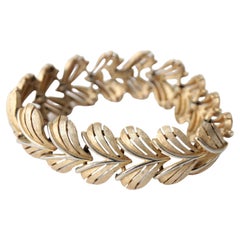 Vintage 1950's brushed gold leaf Trifari link Bracelet 1950s Trifari jewellery