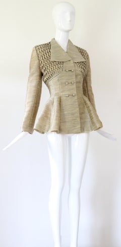 Giacca aderente vintage degli anni '50 di Lilli Ann, blazer verde con pieghe a zig zag, taglia US 4 / UK 8