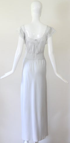 Vintage 1930s Dove Blue Lace & Rayon Gown Nightgown US 6-8 UK 10-12