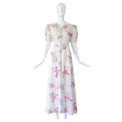 Vintage 1930s floral print rayon dress front day dress US 6 UK 10