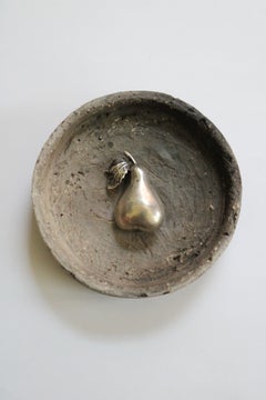 Vintage 1960s Art Deco Sterling Silver Pear Brooch, Unisex Design