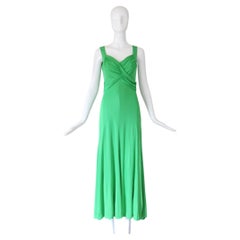 Vintage 1960's green jersey dress pleated draped maxi dress grecian US 6 UK 10