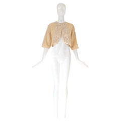 Vintage 1950s Lee Herman Cream Wool Cardigan Rhinestones and Lace US 8 UK 12