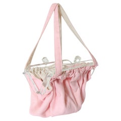 Vintage 1940's Reversible Linen handbag Pink Linen Cream Linen