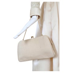 Vintage-Abendtasche aus cremefarbener Seide aus den 1960er Jahren – Saks Fifth Avenue Cocktail-Handtasche aus Rohseide