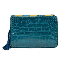 Retro Gorgeous Judith Leiber Green Alligator Clutch Bag