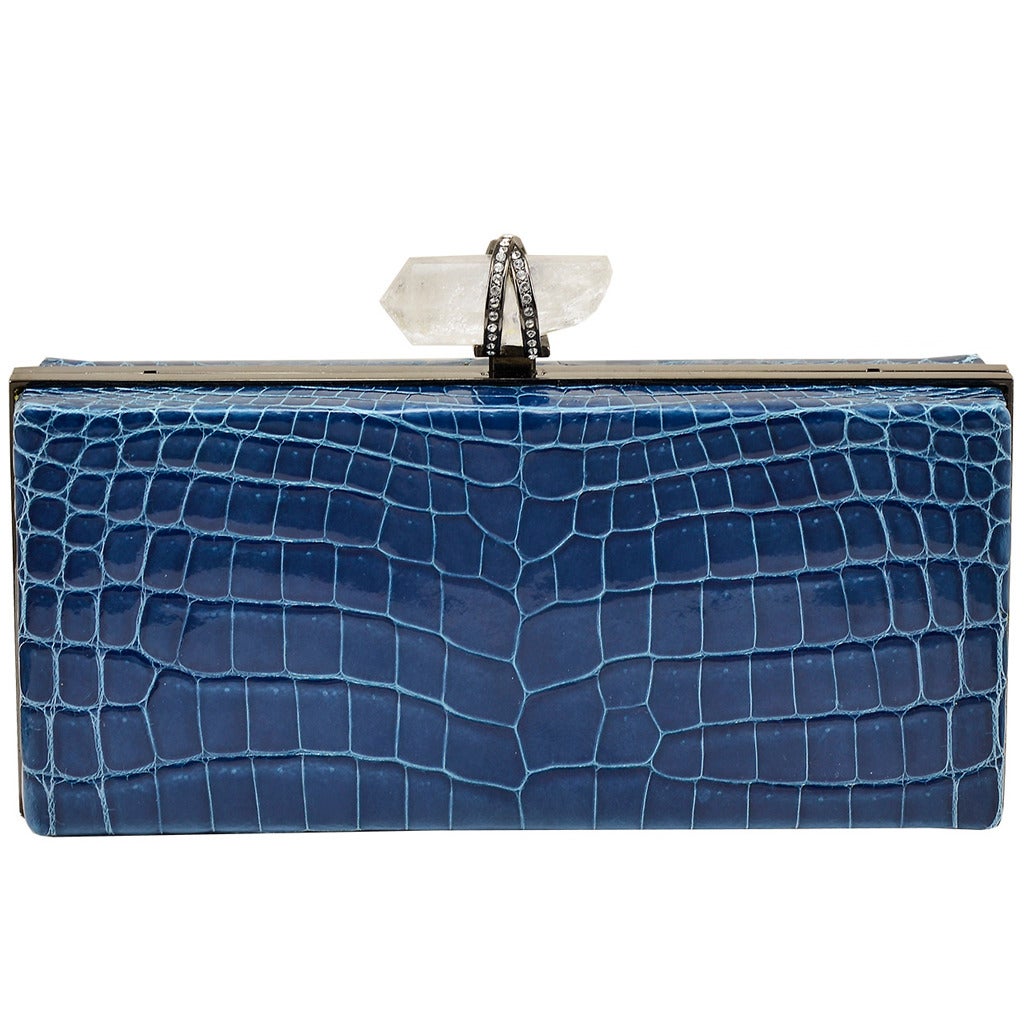 Marchesa Simonetta Crocodile and Rock Crystal Clutch