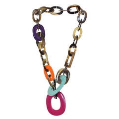 Gorgeous Hermes Zhorn and Lacquer Lariat Necklace