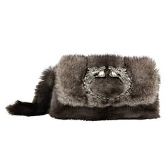 Gucci Tom Ford Mink "Cat" Grey Mink and Crystal Buckle