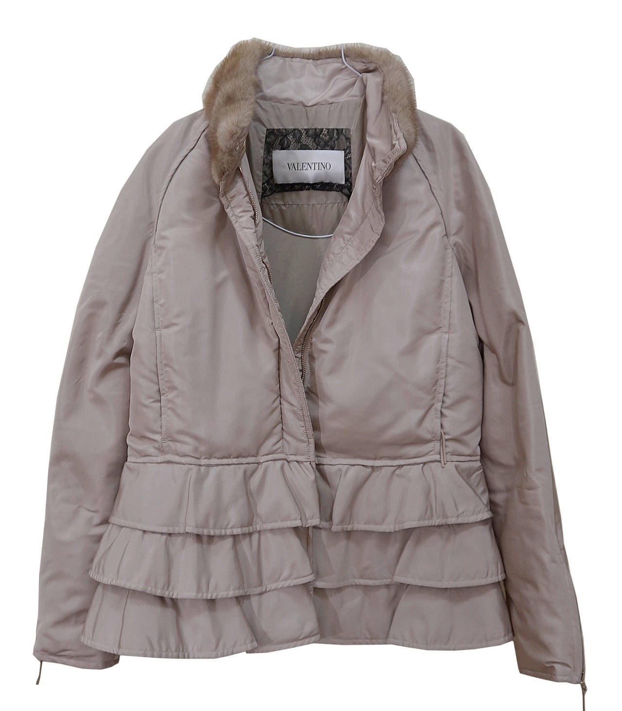 Gray Beautiful Valentino Microfiber and Mink Jacket For Sale