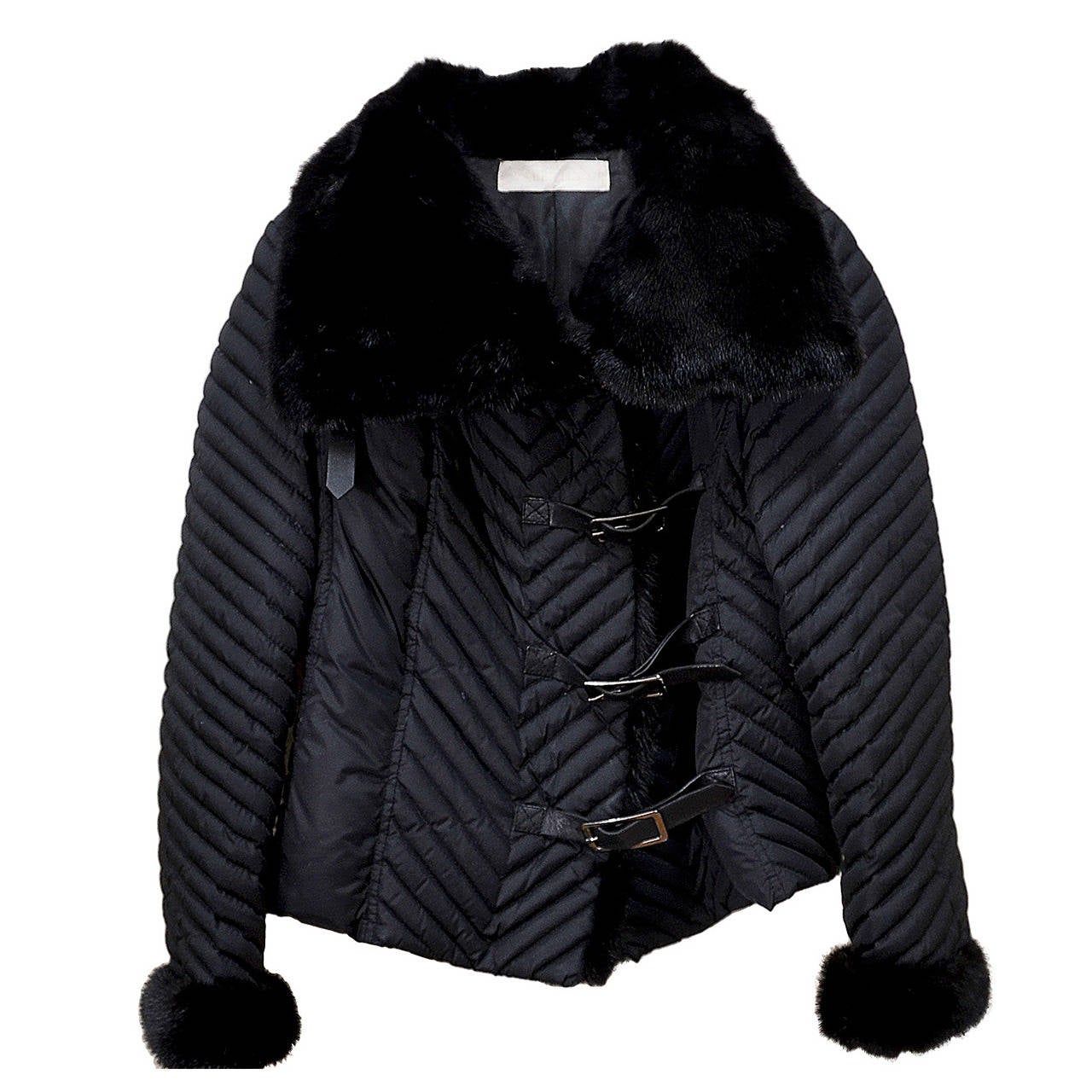 Gorgeous Valentino Microfiber Jacket with Mink Collar and Leather Closures For Sale