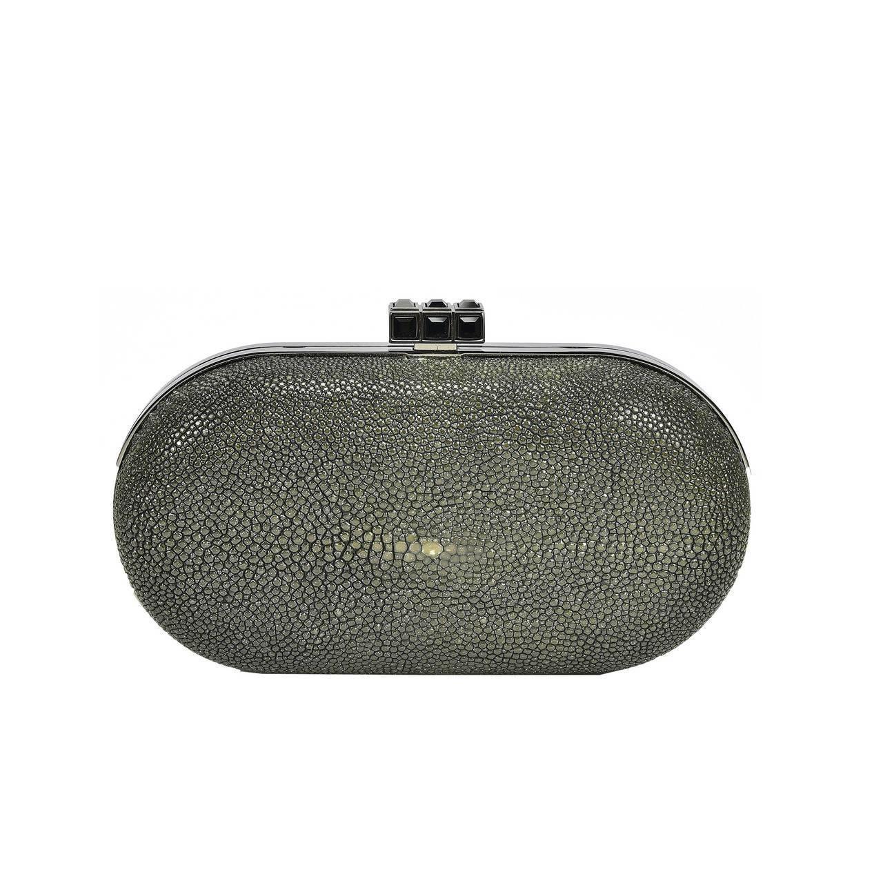 Classic Judith Leiber Black Stingray Clutch For Sale