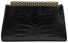 Iconic Judith Leiber Alligator Bag with Jewel Encrusted Frame