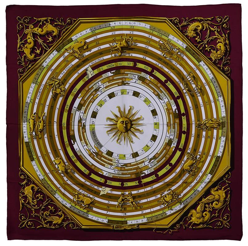 Gorgeous Hermes Dies et Hore Silk Scarf For Sale