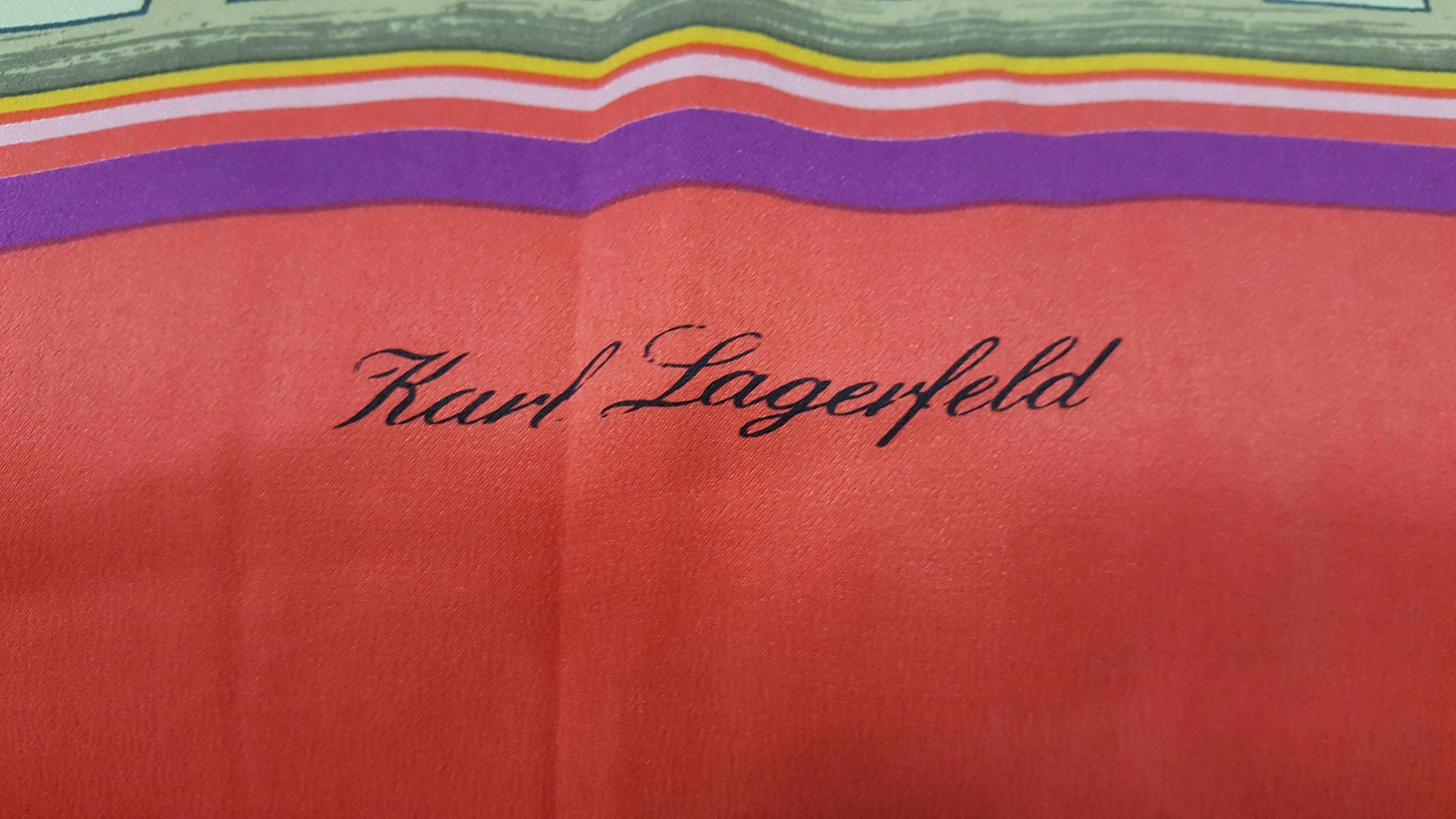 Bright and Beautiful Karl Lagerfeld Silk Shawl In Excellent Condition For Sale In Teaneck, NJ