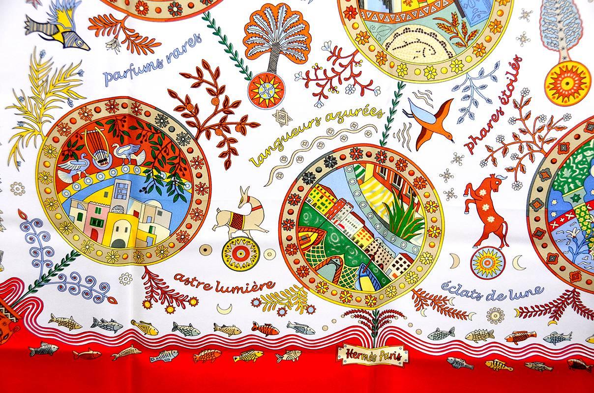Gorgeous Hermes Exales Mediterannees Silk Scarf In Excellent Condition In Teaneck, NJ