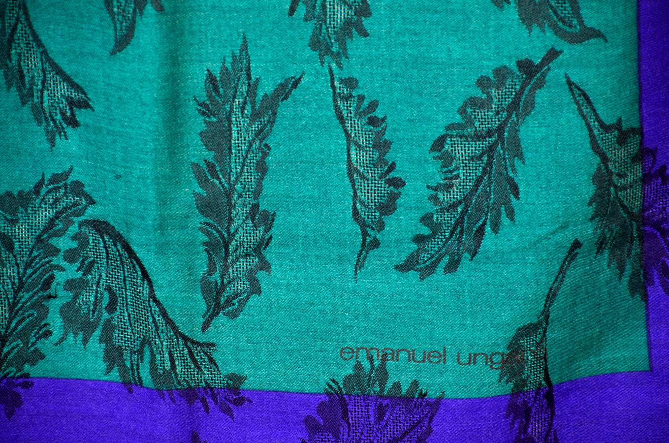 Blue Lovely Ungaro Fine Wool Scarf For Sale