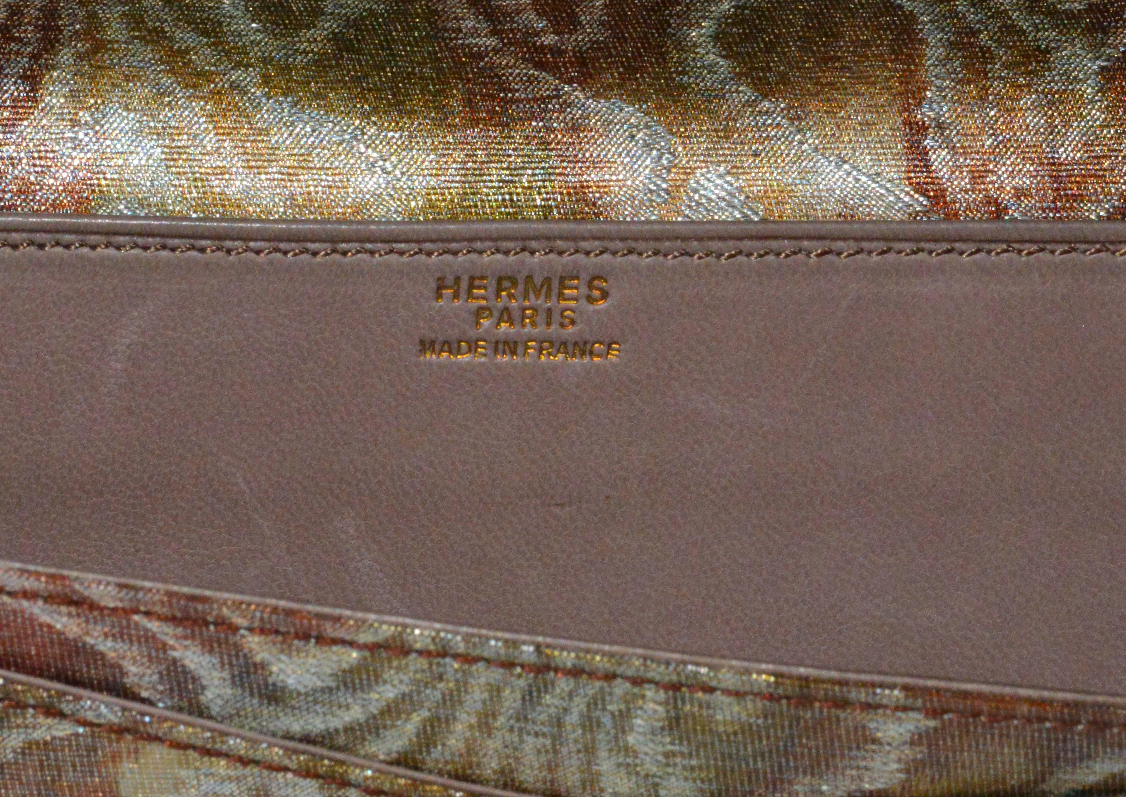 Brown Hermes Moire Clutch