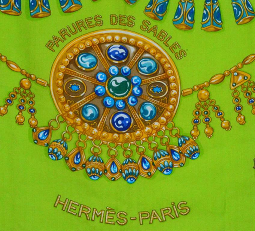 Hermes 140cm Parure des Sables Cashmere and Silk Shawl In Excellent Condition For Sale In Teaneck, NJ
