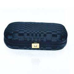 Bottega Veneta Black Silk Woven Knot Clutch